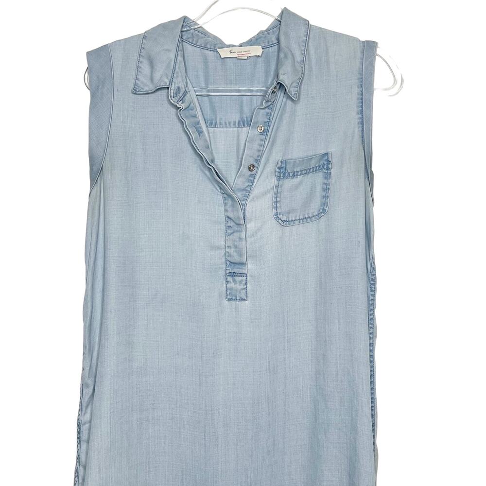 TWO by VINCE CAMUTO Sleeveless Pullover Chambray Mini Dress Light Blue Size M - Picture 3 of 7